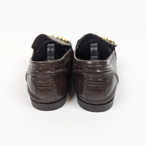 Jeffrey Campbell Brown Croc Gold Velviteen Loafers Size 8