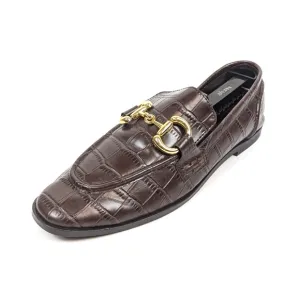 Jeffrey Campbell Brown Croc Gold Velviteen Loafers Size 8