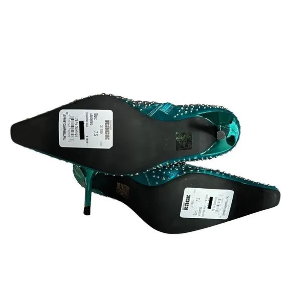Jeffrey Campbell Iconic-E Stiletto Studded Boots In Aqua Metallic Size 7.5