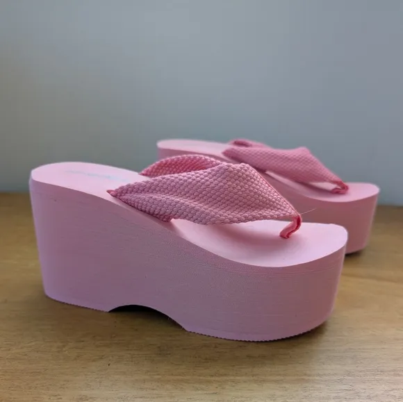 Jeffrey Campbell Wavin Platform Wedge Thong Sandals Chunky