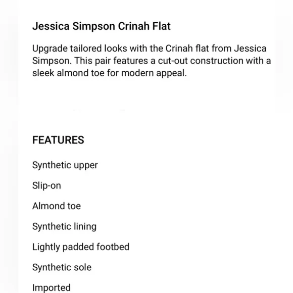 JESSICA SIMPSON CRINAH vegan sliver flats