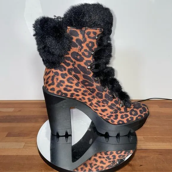 Jessica Simpson Mikah Platform Combat Boots 7m Animal print