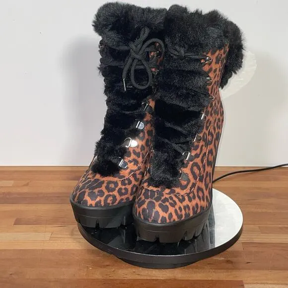 Jessica Simpson Mikah Platform Combat Boots 7m Animal print