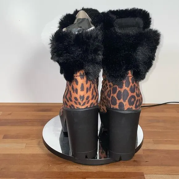 Jessica Simpson Mikah Platform Combat Boots 7m Animal print