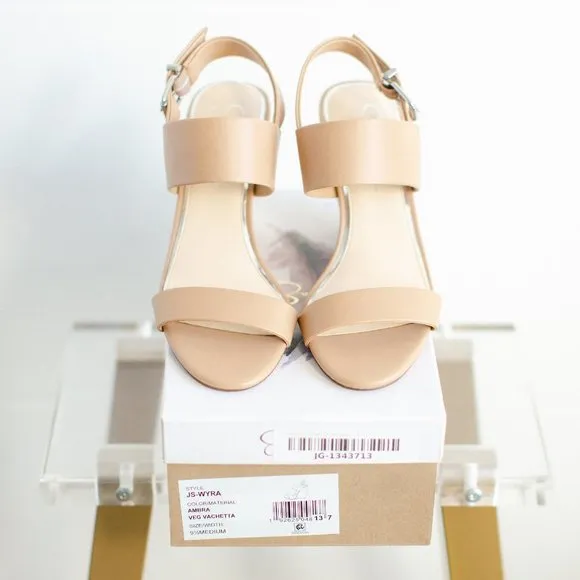 Jessica Simpson Women's Wyra Faux Leather Wedge Heel Sandal New in Box 9.5