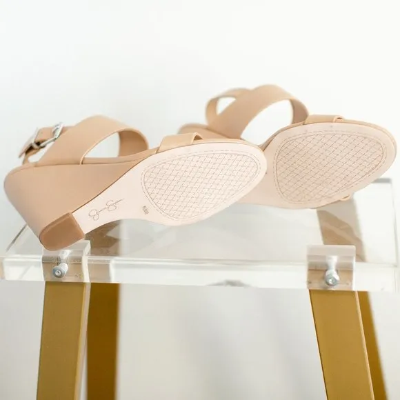 Jessica Simpson Women's Wyra Faux Leather Wedge Heel Sandal New in Box 9.5
