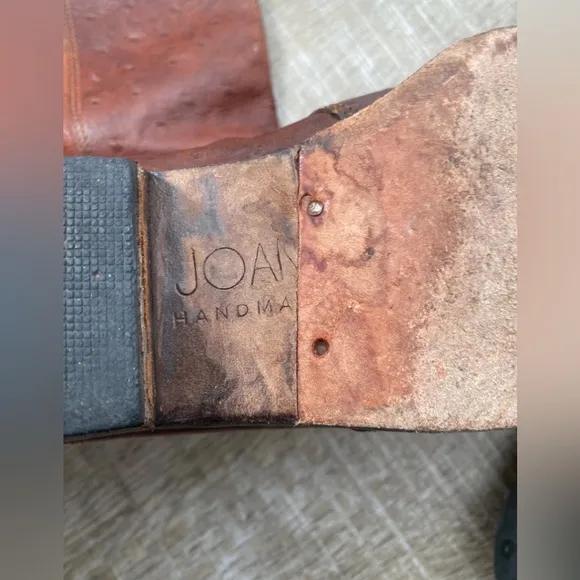 JOAN &amp; DAVID | Italian Ostrich Leather Western Cowboy Mid Calf Boots Vintage