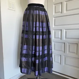 Joan Rivers Midi Skirt Purple Black Metallic Pockets Plaid Size Medium