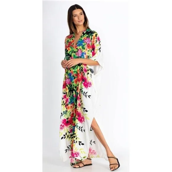 Johnny Was DANA MAXI‎ KAFTAN DRESS Womens Large New