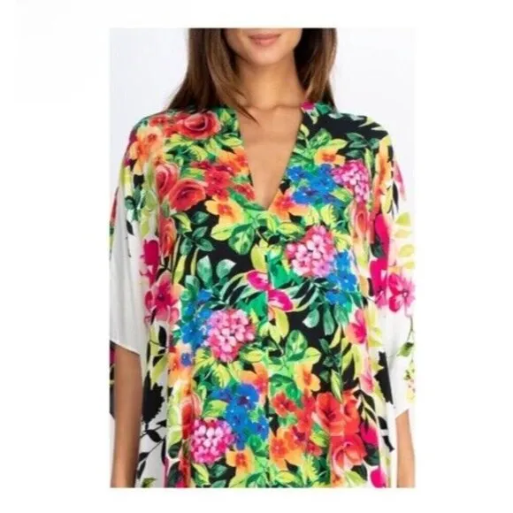 Johnny Was DANA MAXI‎ KAFTAN DRESS Womens Large New