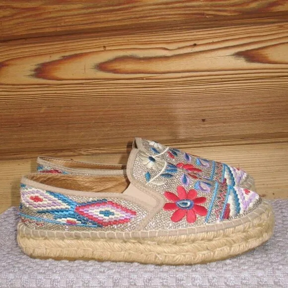 Johnny Was Nepentha Embroidered Espadrilles Shoes