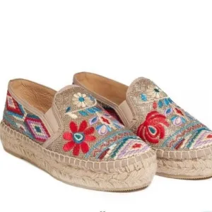 Johnny Was Nepentha Embroidered Espadrilles Shoes