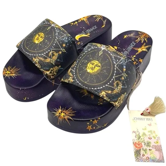 Johnny Was Supernova Platform Pool Slide Sandals Size 8