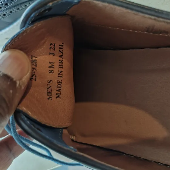 Johnston &amp; Murphy Blue Leather Sneakers with Brogue Detailing