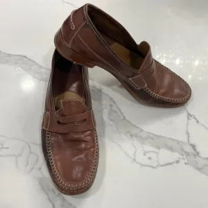 Johnston &amp; Murphy brown sheep skin leather uppers and leather soles loafers M 12