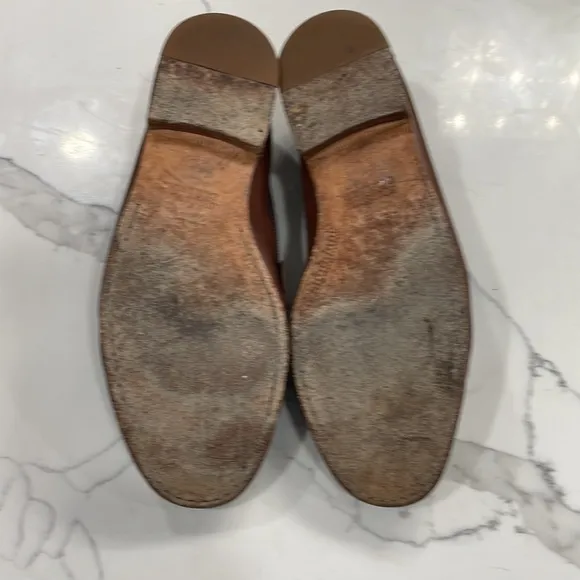 Johnston &amp; Murphy brown sheep skin leather uppers and leather soles loafers M 12