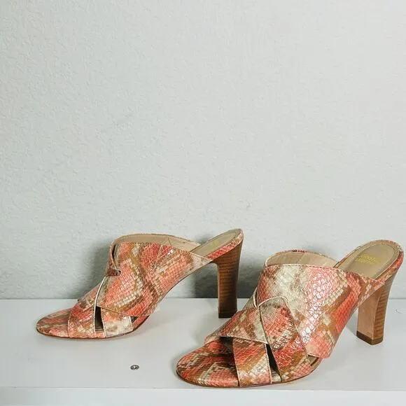 Johnston &amp; Murphy Carrie Black Leather Slide Sandals Mule Heels Size 7.5