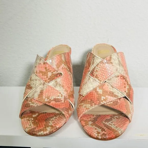 Johnston &amp; Murphy Carrie Black Leather Slide Sandals Mule Heels Size 7.5