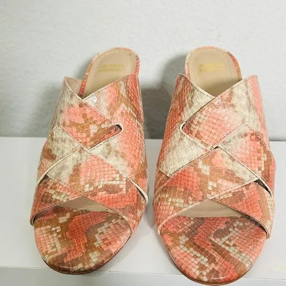 Johnston &amp; Murphy Carrie Black Leather Slide Sandals Mule Heels Size 7.5
