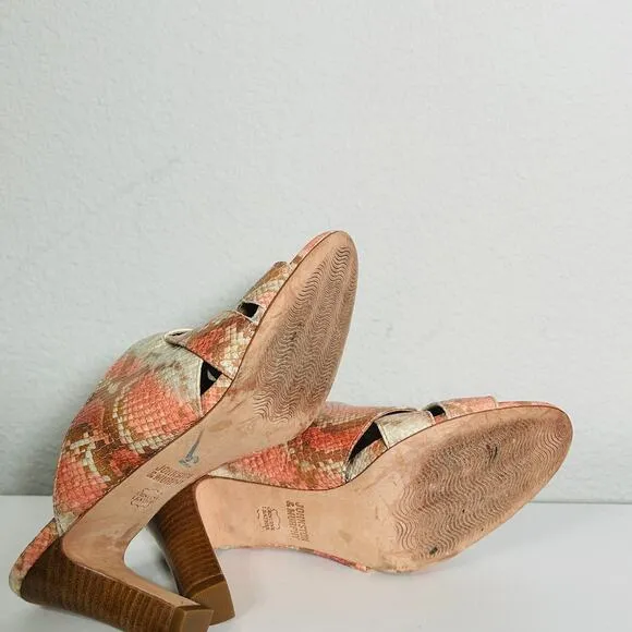 Johnston &amp; Murphy Carrie Black Leather Slide Sandals Mule Heels Size 7.5