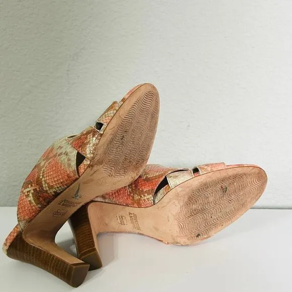 Johnston &amp; Murphy Carrie Black Leather Slide Sandals Mule Heels Size 7.5