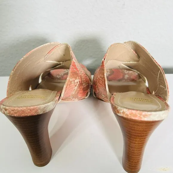 Johnston &amp; Murphy Carrie Black Leather Slide Sandals Mule Heels Size 7.5
