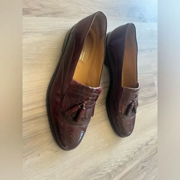 Johnston &amp; Murphy Cellini 11 M Brown Leather Tassel Loafers