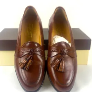 Johnston &amp; Murphy Italian Carrano Brown Leather Tassel Loafers -Chestnut color