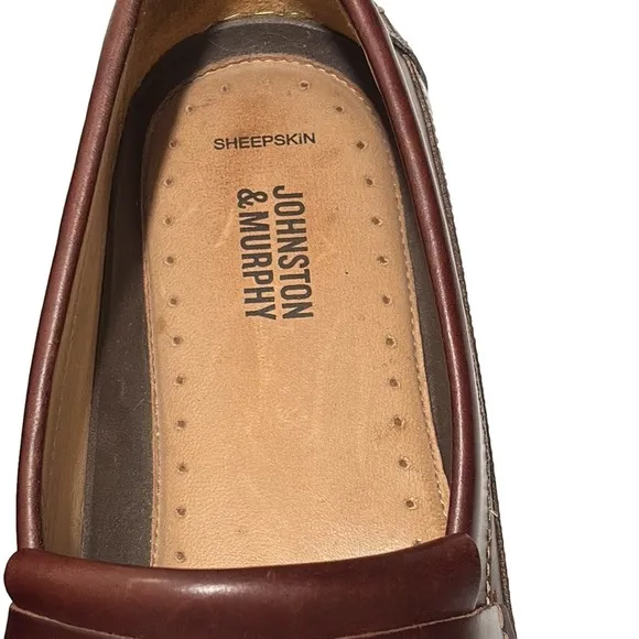 Johnston &amp; Murphy Leather Loafers, Size 11.5 M, Brown