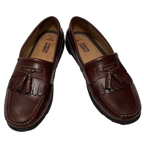 Johnston &amp; Murphy Leather Loafers, Size 11.5 M, Brown