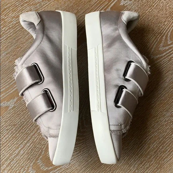 JOIE Diata Smoke Frayed Edge Satin Sneaker 38.5