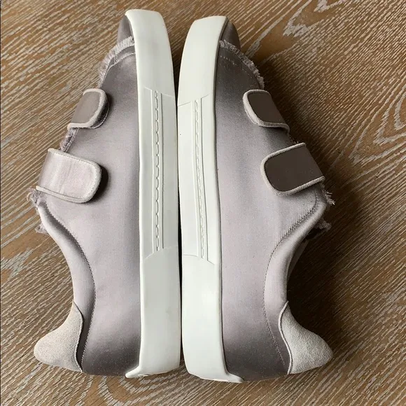 JOIE Diata Smoke Frayed Edge Satin Sneaker 38.5
