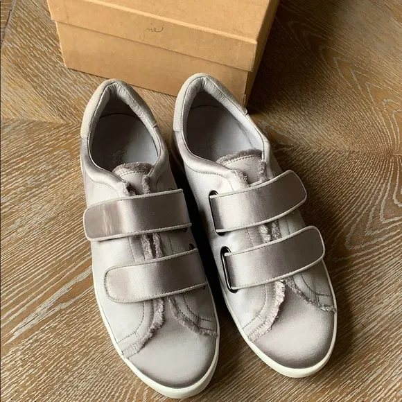 JOIE Diata Smoke Frayed Edge Satin Sneaker 38.5