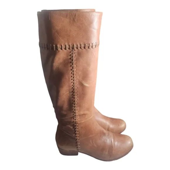 Joie Knee High Riding Boots Women's Size 9 39.5 Leather Stitches Brown Tan