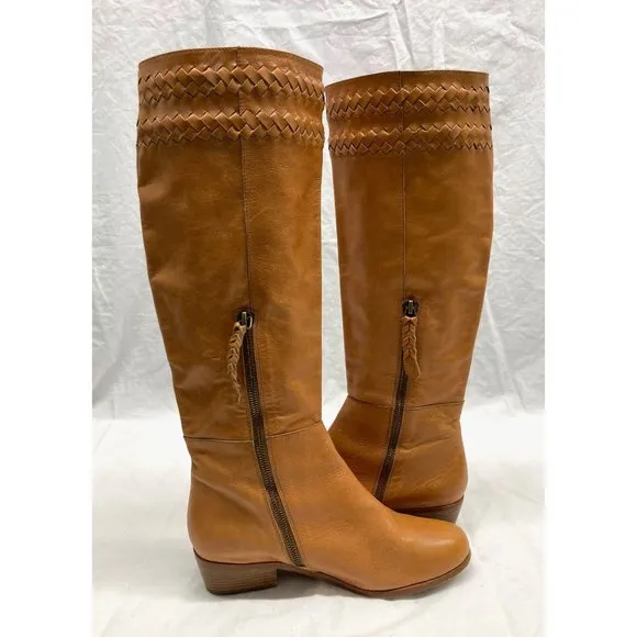 Joie Night Watch Light Brown Leather Tall Boots 38 / 8