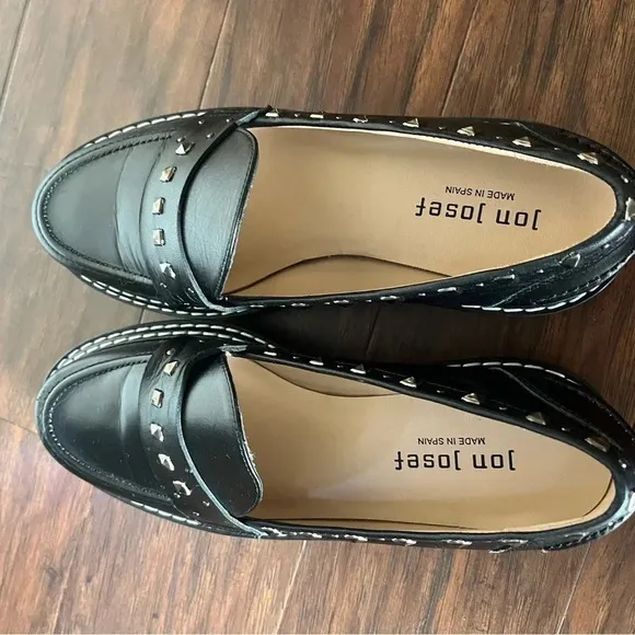 Jon Josef-black leather loafers-NWOT size 9