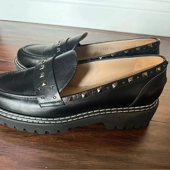 Jon Josef-black leather loafers-NWOT size 9