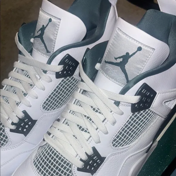 Jordan 4 Retro White and Pine Green Sneakers