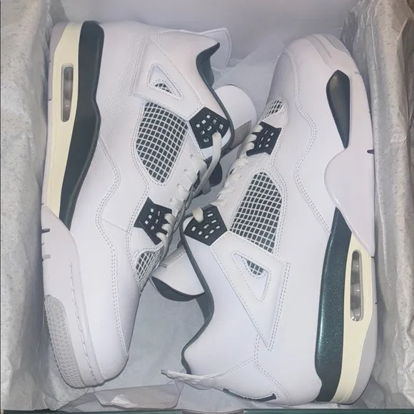 Jordan 4 Retro White and Pine Green Sneakers