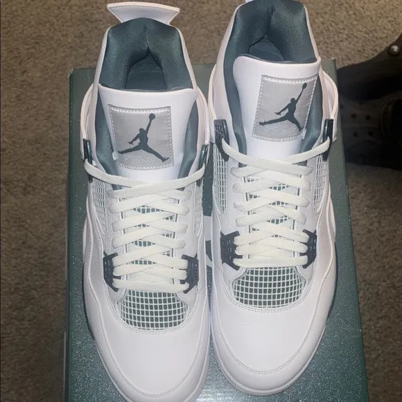 Jordan 4 Retro White and Pine Green Sneakers
