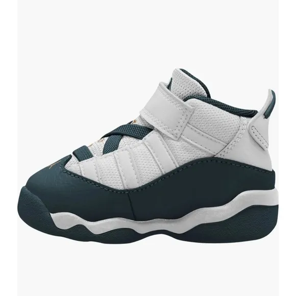 Jordan Toddler black,‎ white and gold sneakers 6C
