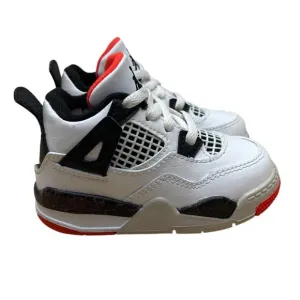 Jordan Toddler White Black Orange Air Retro 4 High Top Sneakers 5C