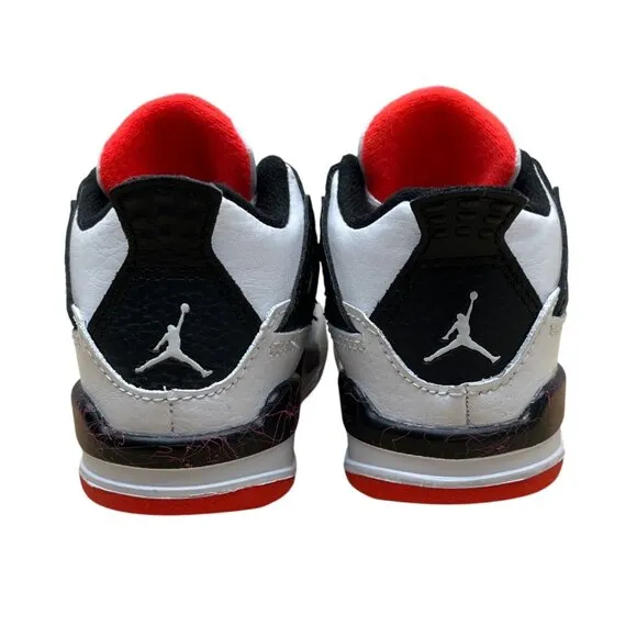 Jordan Toddler White Black Orange Air Retro 4 High Top Sneakers 5C