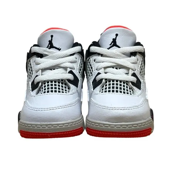 Jordan Toddler White Black Orange Air Retro 4 High Top Sneakers 5C