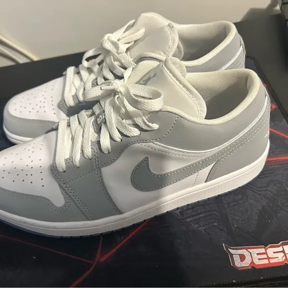 Jordan White and Gray Low-Top Sneakers