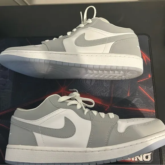 Jordan White and Gray Low-Top Sneakers