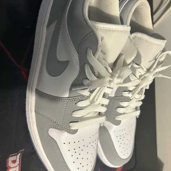 Jordan White and Gray Low-Top Sneakers