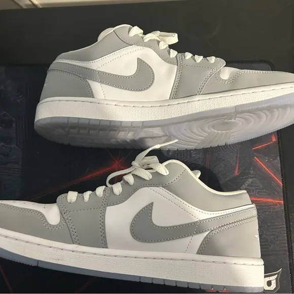 Jordan White and Gray Low-Top Sneakers