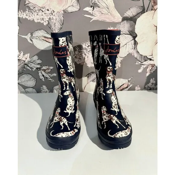 Joules Navy Dalmatian Molly Wellingtons Boots
