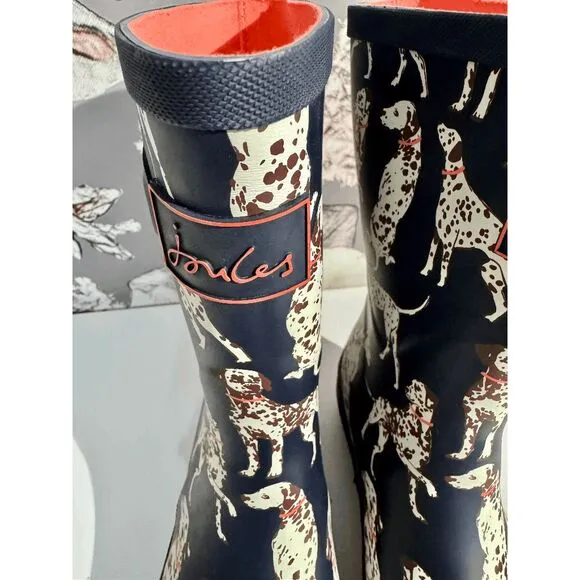 Joules Navy Dalmatian Molly Wellingtons Boots